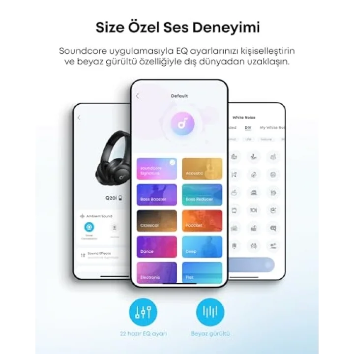 Anker Q20i kablosuz Bluetooth kulak üstü kulaklık, hibrit aktif gürültü önleme, ANC modunda 40 saat çalma süresi, yüksek çözünürlüklü ses, derin bas, uygulama ile kişiselleştirme (siyah)