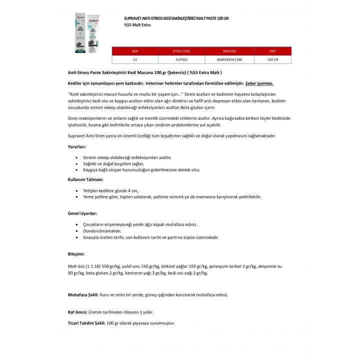 Anti Stress Malt Paste 100 gr