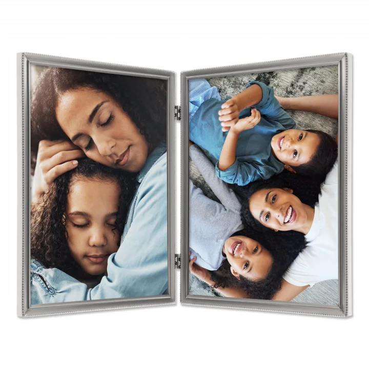 antik Pewter 8 x 10 Hinged Double Picture frame – Boncuk BORDER tasarım