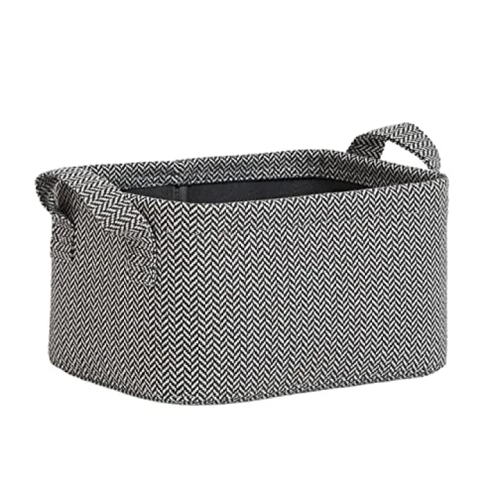 Antrasit Renk Dokulu Kumaş Sepet 24 x 17 x 12 cm