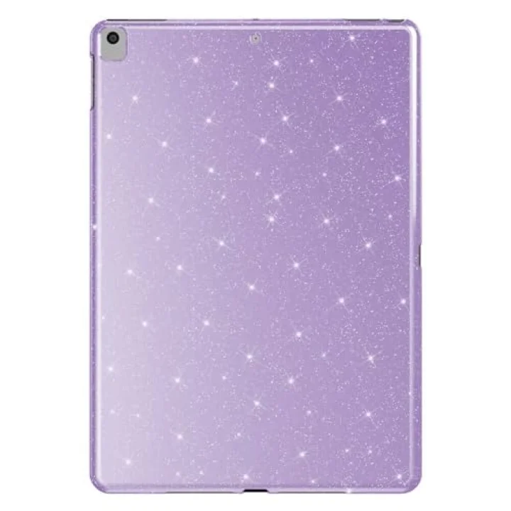 Apple ile uyumlu iPad 10.2 2021 (9.Nesil) Simli Parlak Görünümlü Tablet Koton Kılıf Lila
