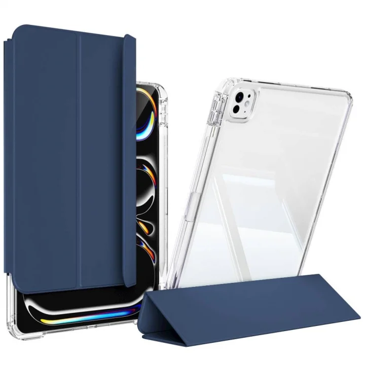 ​​​Apple ile uyumlu iPad Pro 11 2024 Kılıf Magnetik Ayrılabilen Airbagli Sliding Tablet Kılıfı Lacivert