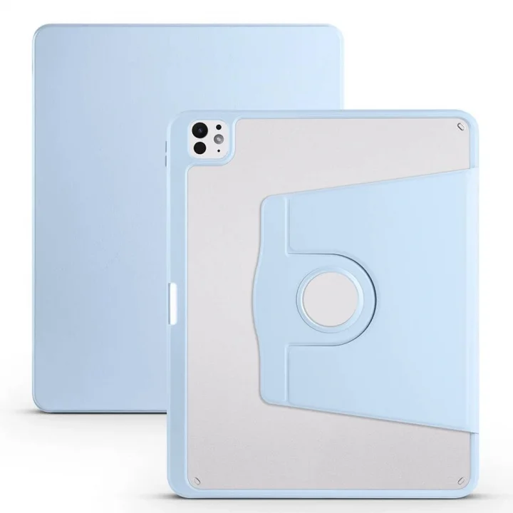 Apple ile uyumlu iPad Pro 13 2024 Kılıf Termik Kalem Bölmeli Dönebilen Standlı Kılıf Mavi