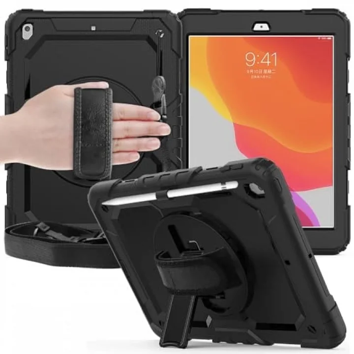 Apple iPad 9. 8. 7. Nesil 10.2 ile uyumlu Kılıf Defender Askılı Pars Case Fuji 2019 2020 2021 2022 Siyah
