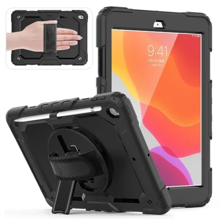 Apple iPad 9. 8. 7. Nesil 10.2 ile uyumlu Kılıf Defender Askılı Pars Case Fuji 2019 2020 2021 2022 Siyah