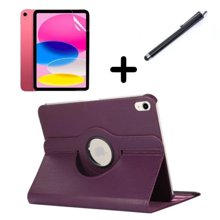 Apple iPad Mini 1 Mini 2 Mini 3 ile uyumlu Kılıf Dönen Tablet Kilifi Ekran Koruyucu+Kalem Mavi