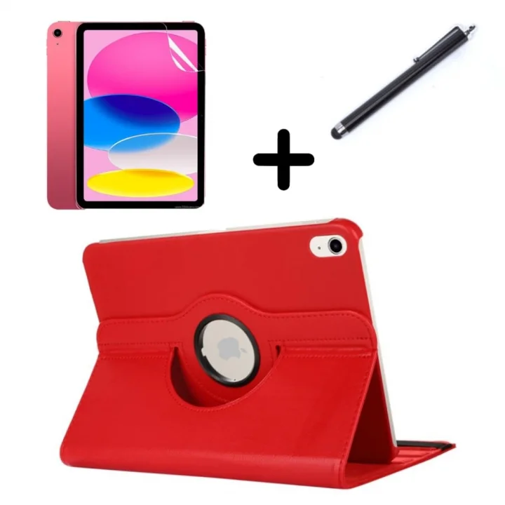 Apple iPad Mini 1 Mini 2 Mini 3 ile uyumlu Kılıf Dönen Tablet Kilifi Ekran Koruyucu+Kalem Mavi