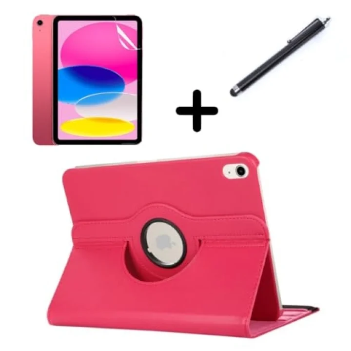 Apple iPad Mini 1 Mini 2 Mini 3 ile uyumlu Kılıf Dönen Tablet Kilifi Ekran Koruyucu+Kalem Mavi