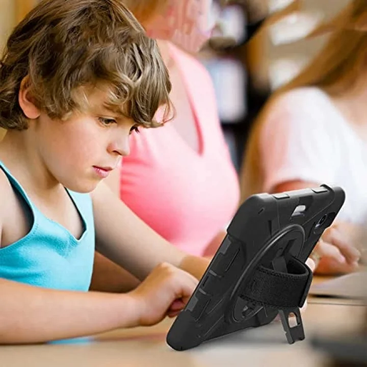 Apple iPad Mini 7 Mini 6 ile uyumlu Kılıf Defender Askılı Zırhlı Tank Case 2021-2024 Siyah