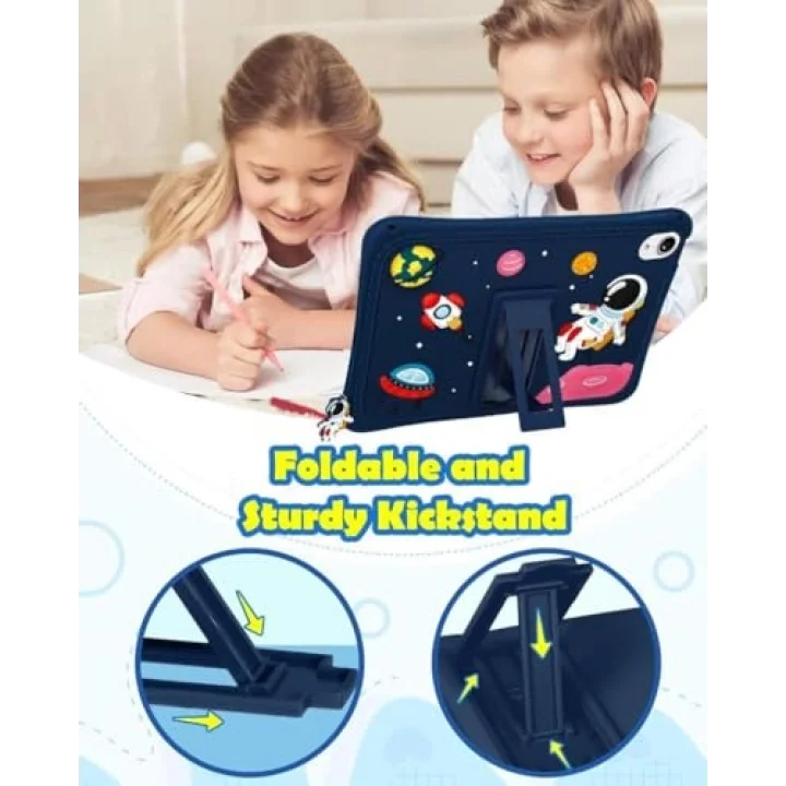 Apple iPad Pro 11 1/2/3/4. Nesil ile uyumlu Kılıf Çocuklara Özel Karakter Baskılı Standlı Sevimli ASTRONOT Astronot