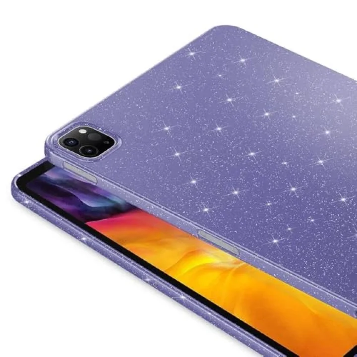 Apple iPad Pro 11 1/2/3/4. Nesil ile uyumlu Kılıf Işıltılı Parlak Görünüm Koton Case 2018-2022 Derin Mor