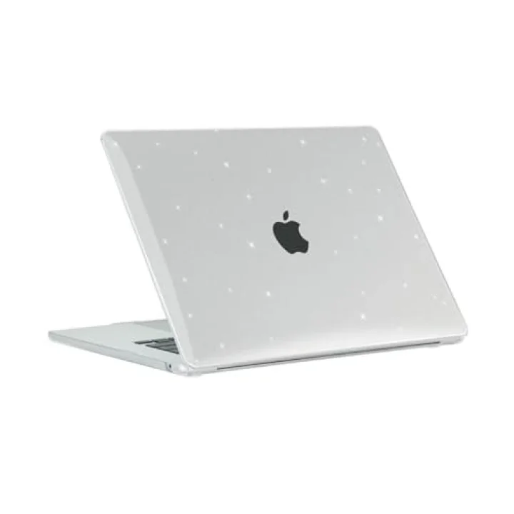 Apple Macbook Air 15inç M2 2023 A2941 ile uyumlu Kılıf Simli Ön Arka Kapak Renksiz