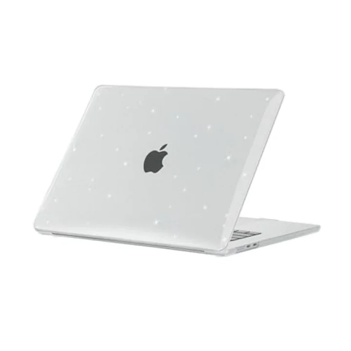Apple Macbook Air 15inç M3 A3114 ile uyumlu Kılıf Simli Ön Arka Kapak Renksiz
