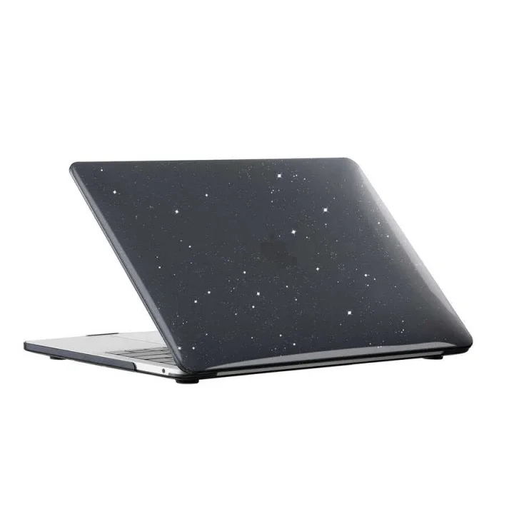 Apple Macbook Pro 13.3inç M2 2022 2020 A2251 A2289 A2338 ile uyumlu Kılıf Simli Ön Arka Kapak Siyah