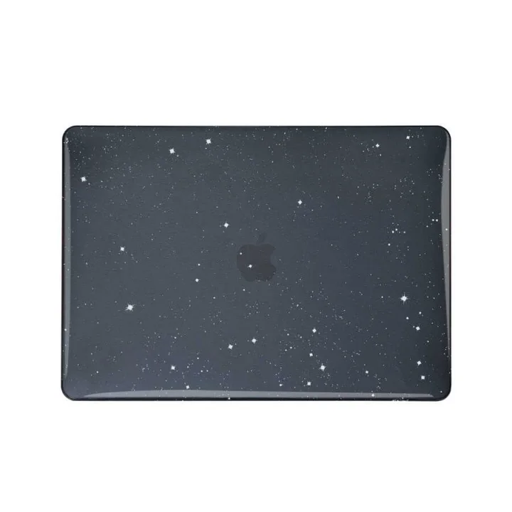 Apple Macbook Pro 13.3inç M2 2022 2020 A2251 A2289 A2338 ile uyumlu Kılıf Simli Ön Arka Kapak Siyah
