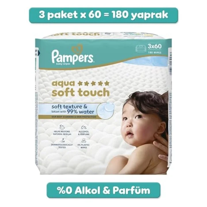 Aqua Soft Touch Bebek Islak Havlu 3 Paket 180 Yaprak