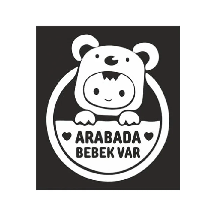 Arabada Bebek Var Araba Cam Sticker 24X28Cm