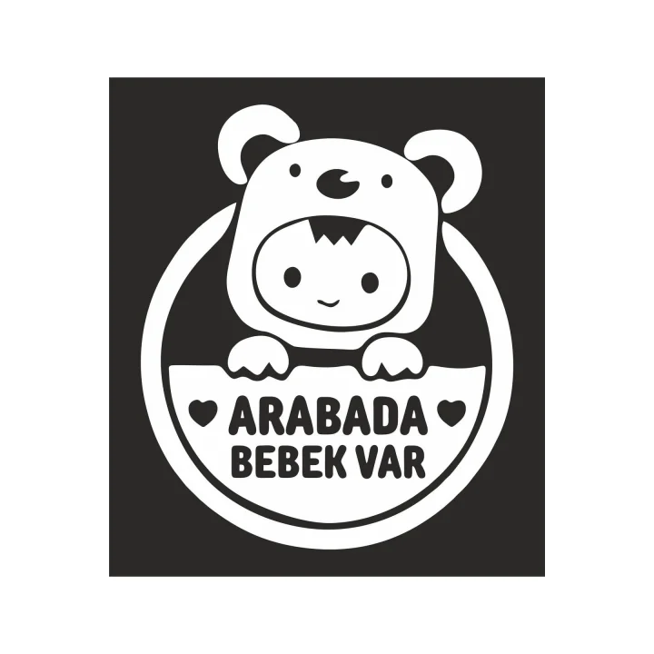 Arabada Bebek Var Araba Cam Sticker 24X28Cm