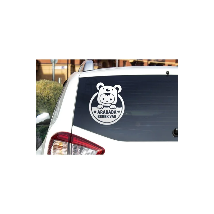 Arabada Bebek Var Araba Cam Sticker 24X28Cm