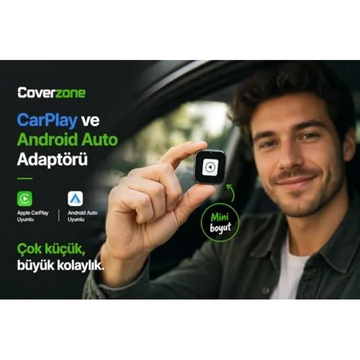 Araç İçi Kablosuz CarPlay ve Android Auto Adaptörü USB Bağlantılı Bluetooth ve WiFi Destekli Plug & Play Kolay Kurulum iOS ve Android Uyumlu Araç Multimedya Dönüştürücü | ZR1259
