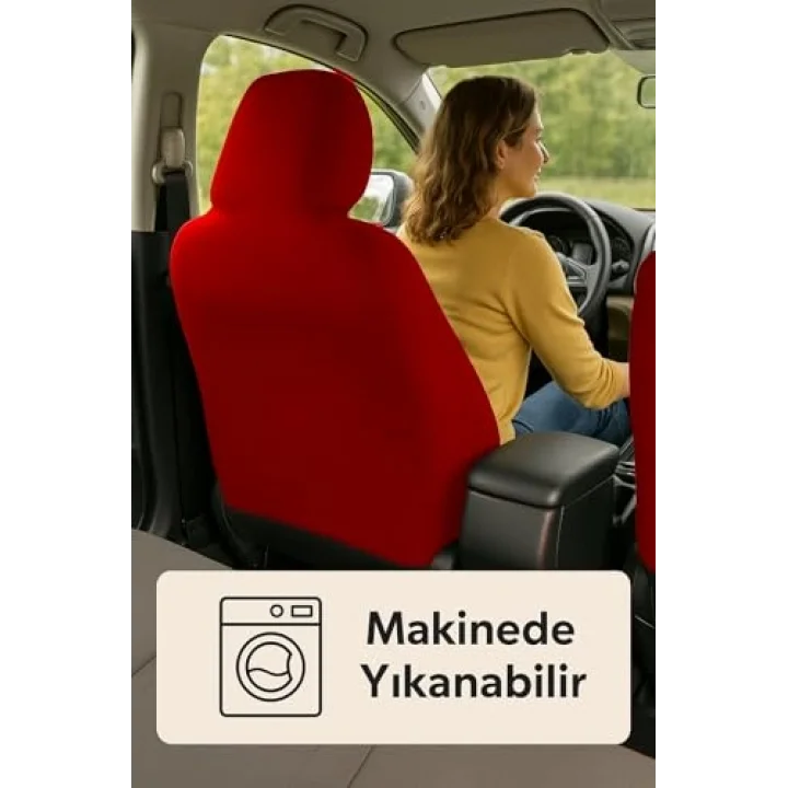 Arac içinde estetik ve rahatlik arayanlara Universal ile uyumlu oto koltuk kılıfı Kırmızı