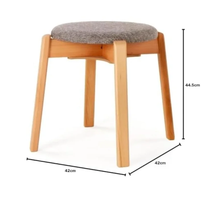 Arc Kayın Puf Tabure Yuvarlak Modern Bench Oturak Tekli (Gri)
