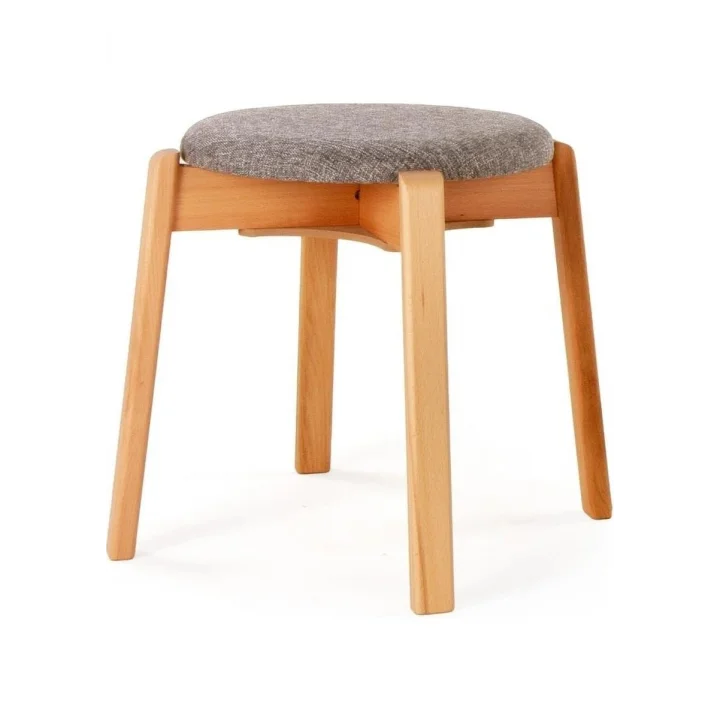 Arc Kayın Puf Tabure Yuvarlak Modern Bench Oturak Tekli (Gri)
