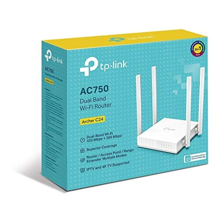 Archer C24, AC750 Mbps Dual-Band Router, Ebeveyn Denetimleri, All-in-one( Router, Access Point, Range Extender) Modları