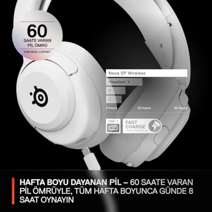 Arctis Nova 5P Wireless ve Bluetooth Kablosuz Oyuncu Kulaklığı Beyaz