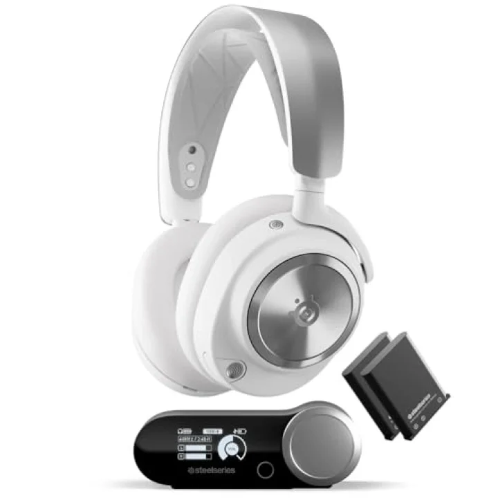 Arctis Nova Pro Wireless Multi-Platform Gaming Kulaklık, Birinci Sınıf Hi-Fi Ses Sürücüleri, Aktif Gürültü Giderme, Clearcast Gen2 Mikrofon, PC, PS5, PS4, Switch, Mobil, Kablosuz