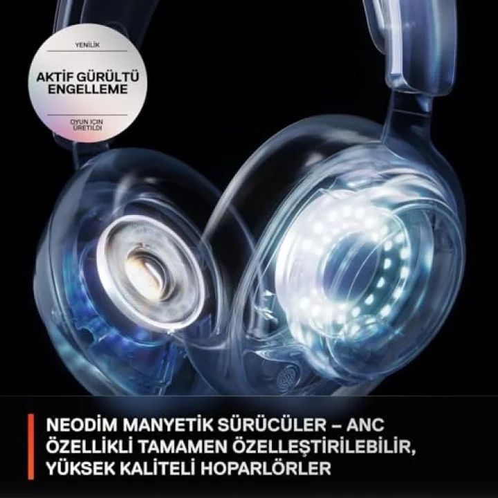 Arctis Nova Pro Wireless Multi-Platform Gaming Kulaklık, Birinci Sınıf Hi-Fi Ses Sürücüleri, Aktif Gürültü Giderme, Clearcast Gen2 Mikrofon, PC, PS5, PS4, Switch, Mobil, Kablosuz