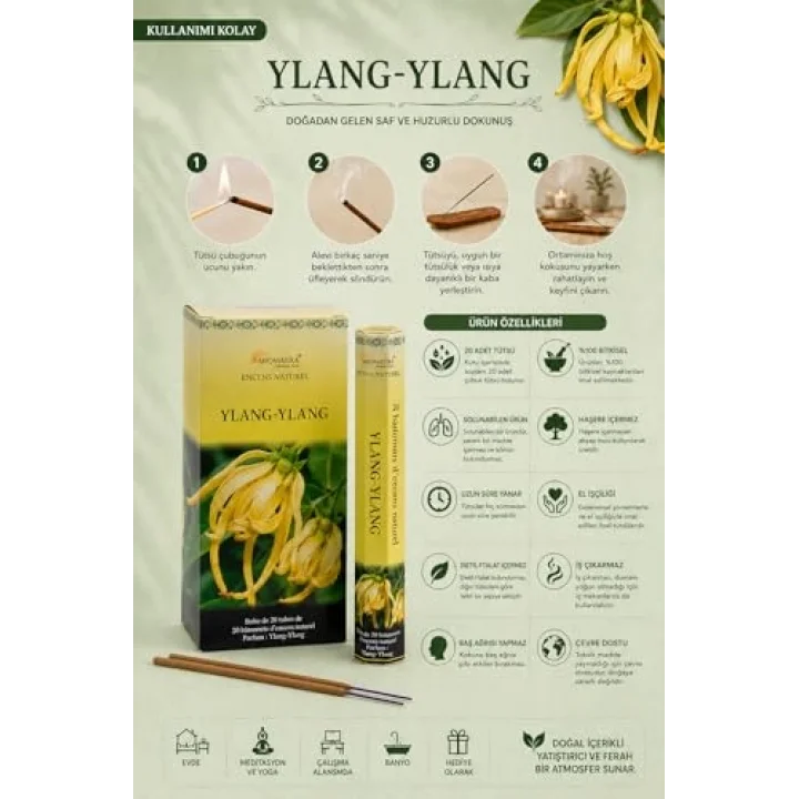 Aromatika Ylang Ylang Çubuk Tütsü (20 Çubuk)