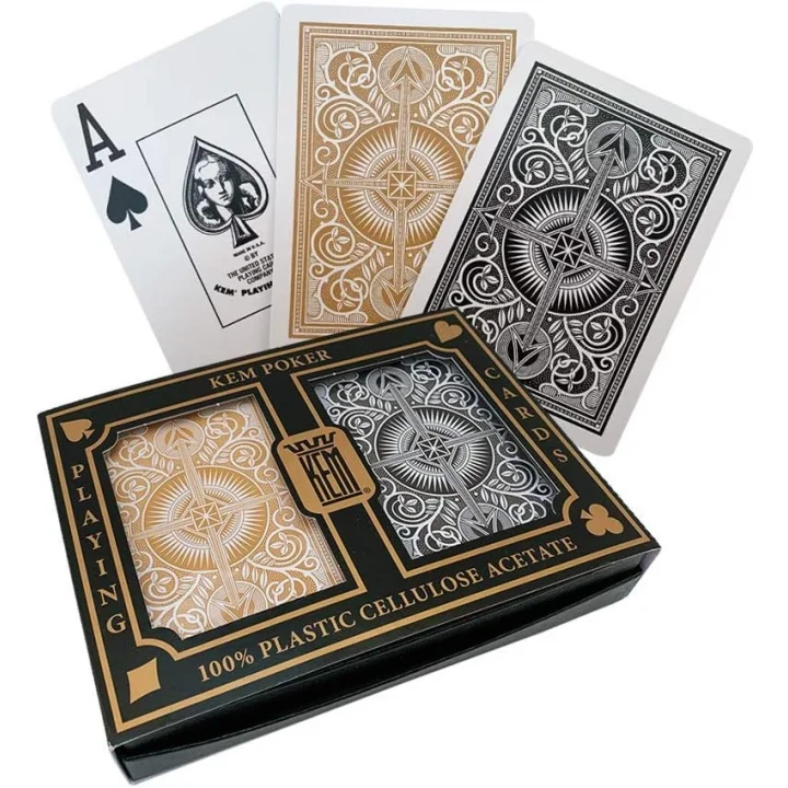 Arrow, Poker Boyu, Jumbo Endeks, Siyah & Altın Sarısı, Çift Deste