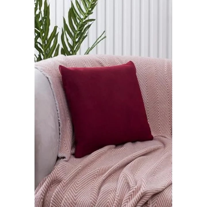 Asdiva Süet Dokulu Gözenek Desenli Bordo Kırlent Kılıfı