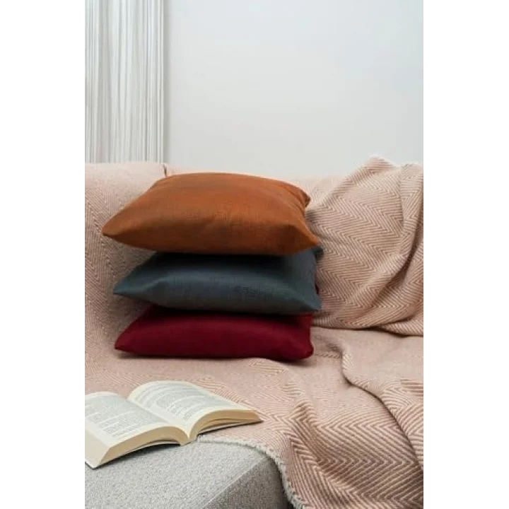 Asdiva Süet Dokulu Gözenek Desenli Bordo Kırlent Kılıfı