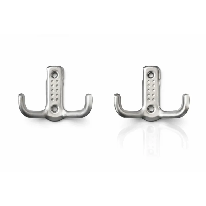 ASKILIK Çift Kancalı Duvar Askısı, Gümüş Rengi, Metal, 2 Adet
