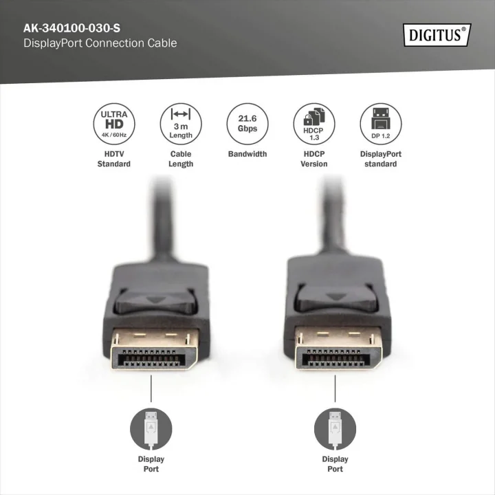Assmann AK-340100-030-S Displayport Bağlantı Kablosu