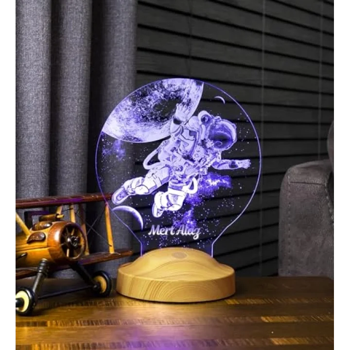 Astronot, Kozmonot, Astronot Hediyesi, Uzay Hediyesi, Kişiye Özel 3D Led Lamba