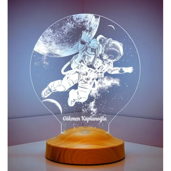Astronot, Kozmonot, Astronot Hediyesi, Uzay Hediyesi, Kişiye Özel 3D Led Lamba