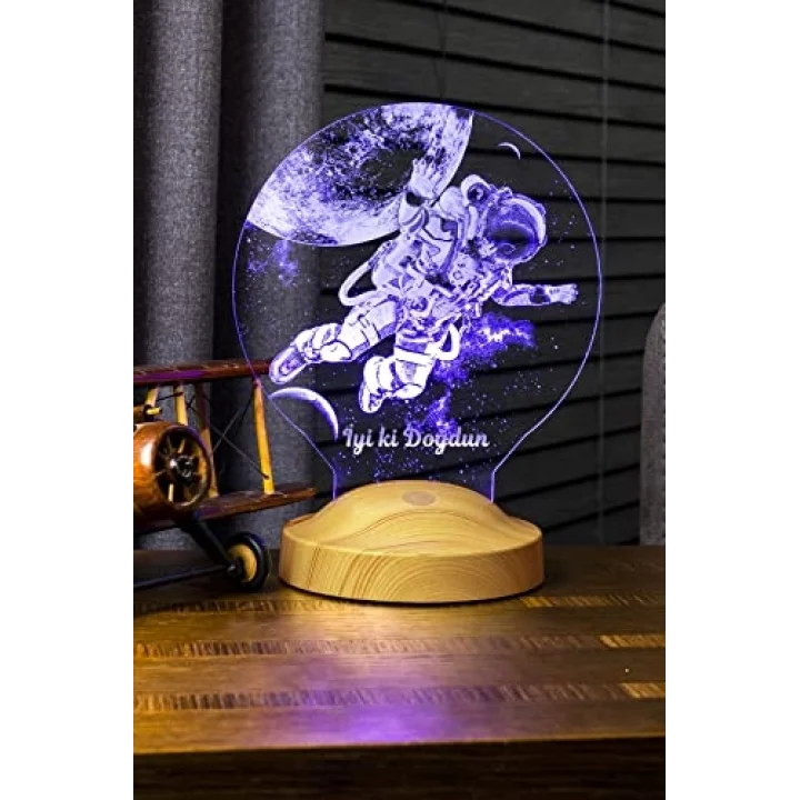 Astronot, Kozmonot, Astronot Hediyesi, Uzay Hediyesi, Kişiye Özel 3D Led Lamba