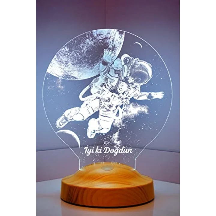 Astronot, Kozmonot, Astronot Hediyesi, Uzay Hediyesi, Kişiye Özel 3D Led Lamba