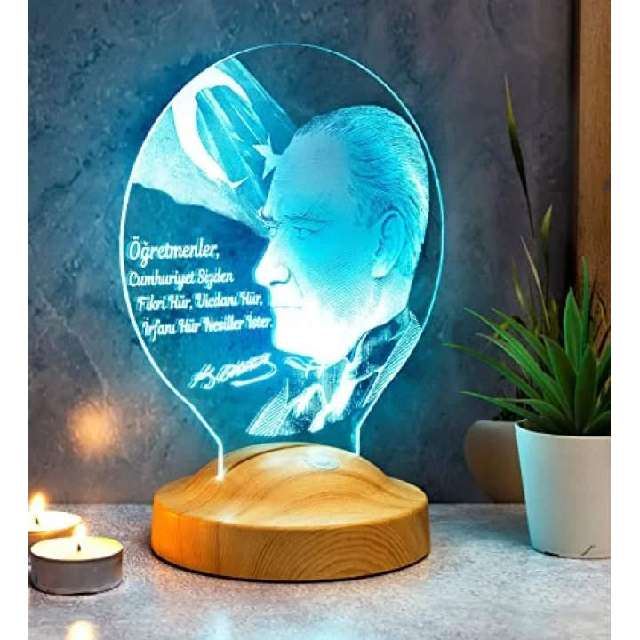 Atatürk Sözleri Hediye Led Lamba, Mustafa Kemal Atatürk Görselli Hediyeler