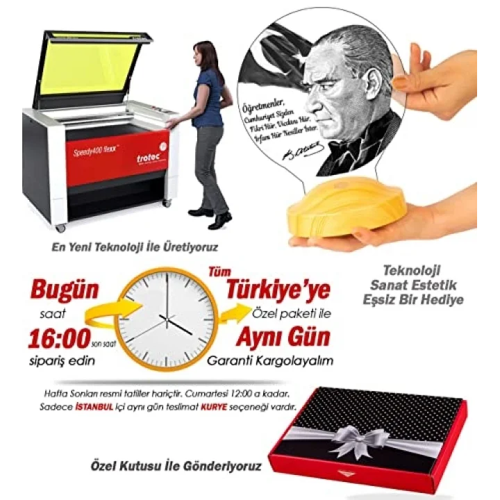 Atatürk Sözleri Hediye Led Lamba, Mustafa Kemal Atatürk Görselli Hediyeler