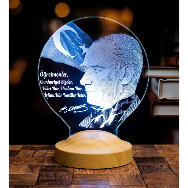 Atatürk Sözleri Hediye Led Lamba, Mustafa Kemal Atatürk Görselli Hediyeler