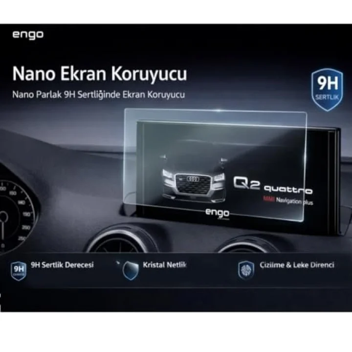 Audi Q2 9 İnç İle Uyumlu Ekran Koruyucu Multimedya 9H Parlak Nano