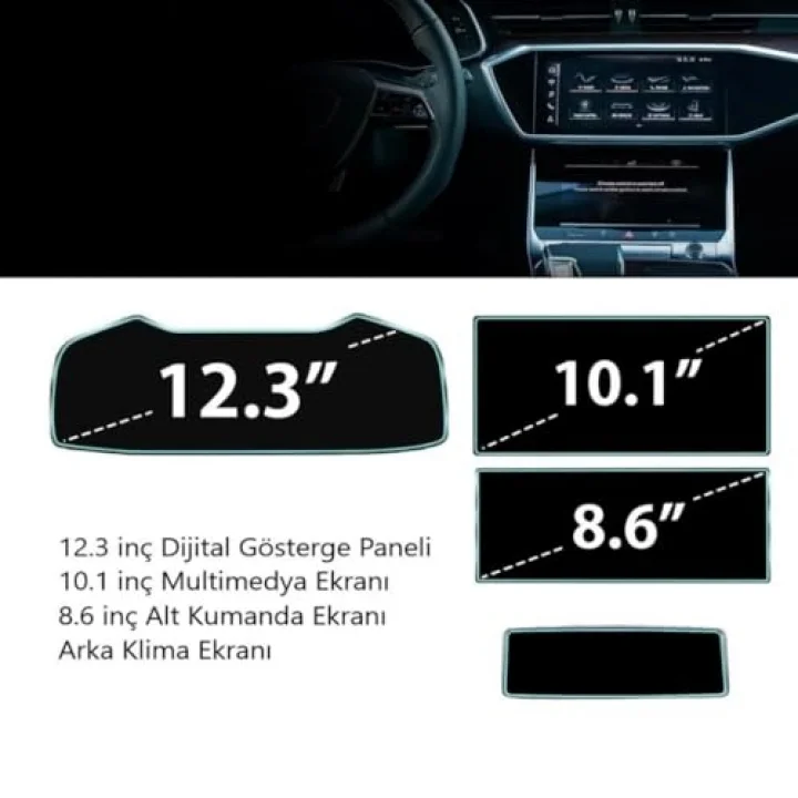 Audi Q8 İle Uyumlu Mat Ekran Koruyucu Multimedya Kumanda Gösterge Klima