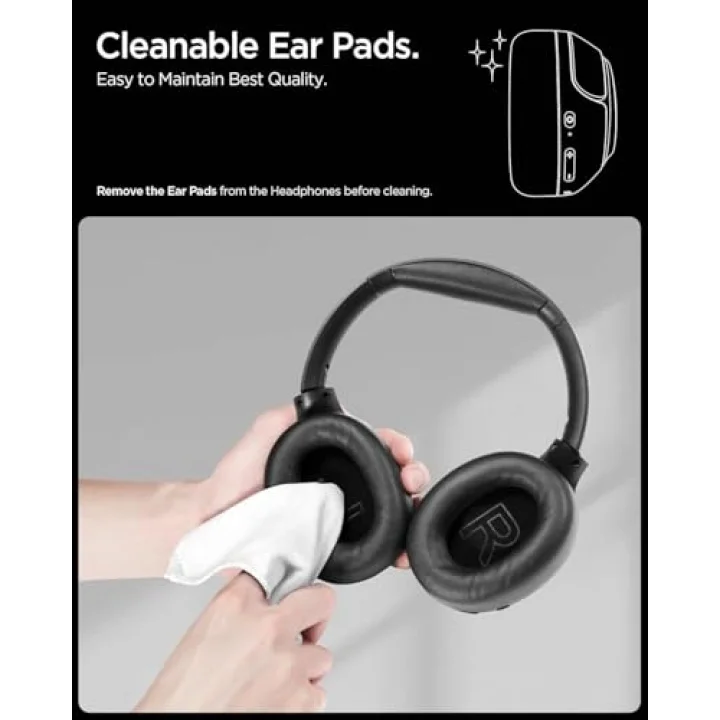 Audio Kulak Üstü P10 Bluetooth Kablosuz Kulaklık - ANC Pro Aktif Gürültü Engelleme & 40mm Titanyum Sürücü & 60 Saat & ENC 5 Mikrofon & Şeffaf & Gaming Mod Siyah - ASD09691 ( TR Garantili)