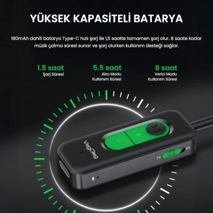 Aux Bluetooth 5.4 Transmitter & Receiver Kablosuz Ses Adaptörü