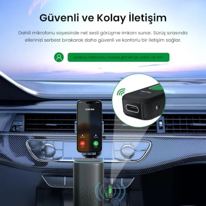 Aux Bluetooth 5.4 Transmitter & Receiver Kablosuz Ses Adaptörü