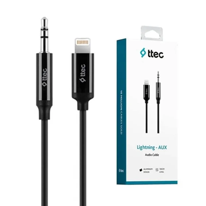 Aux to Lightning iPhone Ses Kablosu 100 cm, 1 metre Siyah 2 Yıl Garantili Yüksek Kalite - 2DK42S